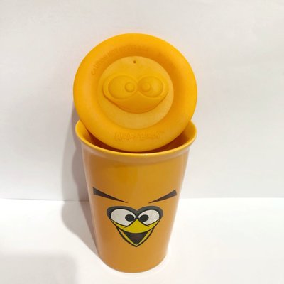 全新正版 ANGRY BIRDS憤怒鳥 雙層陶瓷杯 橘鳥 附立體造型杯蓋 馬克杯 300ml