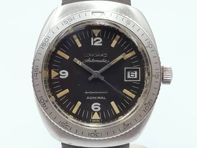 【發條盒子H5011】LONGINES 浪琴Admira五星上將501-1002 數字黑面 日期顯示 自動不銹鋼經典老錶