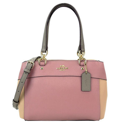 COACH Mini Brooke Carryall Color-block Handbag 防刮皮革三層手提包 斜背包