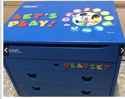 lets play 木盒迪士尼木盒抽屜寰宇letsplay木盒藍色原木抽屜米奇抽屜櫃