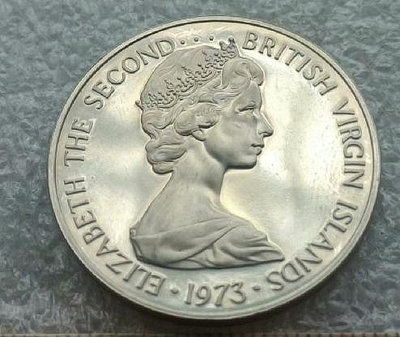 二手 英屬維爾京1973年50分鵜鶘精制鎳幣 錢幣 銀幣 硬幣【古幣之緣】841