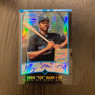 美國職棒MLB 2001 Bowman Chrome Auto Reflactor RC Greg”Toe”Nash 親筆簽名 棒球卡 球卡 #353/500