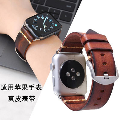 手錶帶適用urtla蘋果手錶錶帶apple7/8se 手工復古頭層真牛皮49mm手錶帶