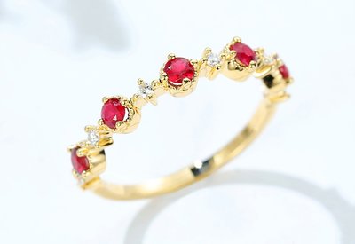 【巧品珠寶】18K金 精緻設計款 紅寶石鑽石戒