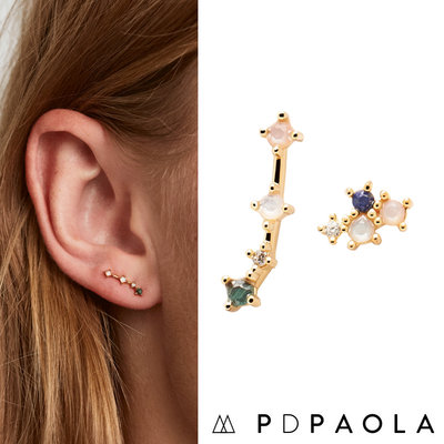 PD PAOLA 西班牙時尚潮牌 金色牡羊座耳環 彩鑽星座耳環 925純銀鑲18K金