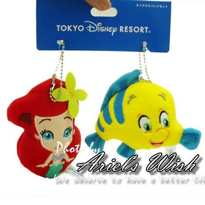 Ariel's Wish-日本東京迪士尼Disney小美人魚公主愛麗兒好朋友小比目魚珠鍊別針掛飾手機吊飾-絕版最後一組