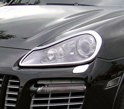 圓夢工廠 Porsche 凱宴 Cayenne 957 2006~2010 改裝 鍍鉻銀 車燈框飾貼 前燈框 頭燈框