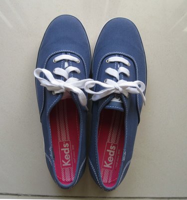 Keds 藍色 白色厚底 基本款 帆布鞋/8.5