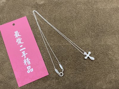 ☆最愛二手精品☆ TIFFANY & Co. 925 純銀水滴十字造型項鍊 C0495
