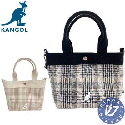 帝安諾-實體店面 Kangol 英國袋鼠 格紋 側背包 手提包 附背帶 帆布包 厚磅面料 62551712