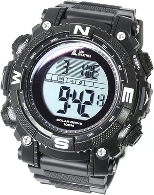 日本正版 LAD WEATHER 手錶 電子錶 100m防水 太陽能充電 黑色 日本代購