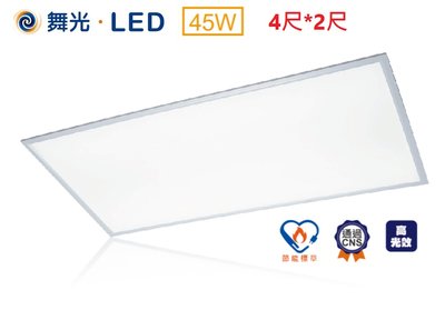 【舞光】新款高光效4尺*2尺LED平板燈/面板燈45W，1W=145m/W，節能標章認證，輕鋼架燈具，另有4尺*1尺