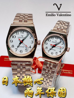 C&F 【Emilio Valentino】專櫃精品 經典實用款高雅玫瑰金數字系列防刮鏡面全不鏽鋼腕錶 單隻售價兩年保固