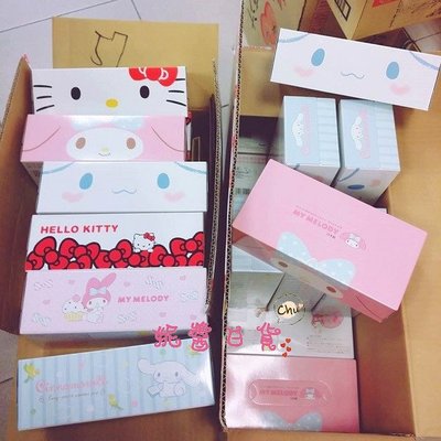《軒恩株式會社》日本製 KITTY 美樂蒂 大耳狗 庫洛米 300枚 抽取式 衛生紙 面紙盒 盒裝面紙