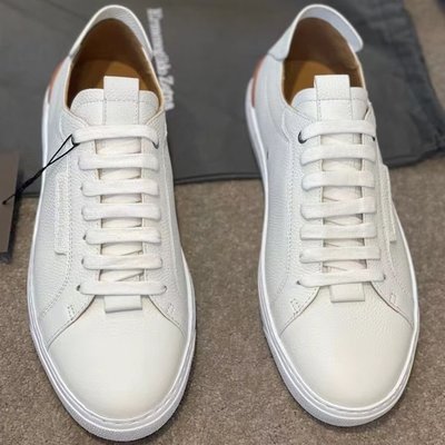 2023上新！【全新正品】Zegna傑尼亞最新款男鞋 白色鹿皮運動鞋 夏季專柜防臭氣板鞋