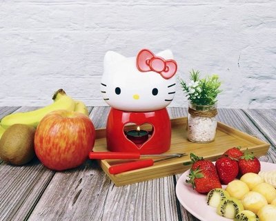 ♥小花凱蒂日本精品♥ Hello Kitty 造型巧克力鍋 陶瓷甜點加熱鍋 ~ 8