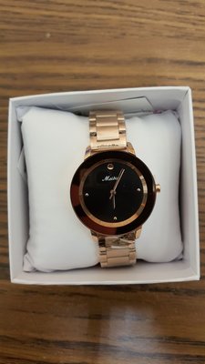 【成吉思汗精品】日本meibin貴氣女錶新手錶女士防水時尚石英錶名錶金色黑面圓型鋼帶