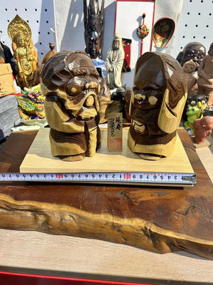 日本回流 北海道名作木雕民蕓品 老頭 老太太 擺件 置物 實