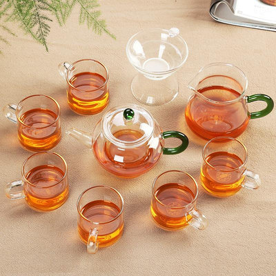 加厚玻璃功夫茶具套裝家用耐熱高溫過濾透明玻璃泡茶普洱花草茶壺