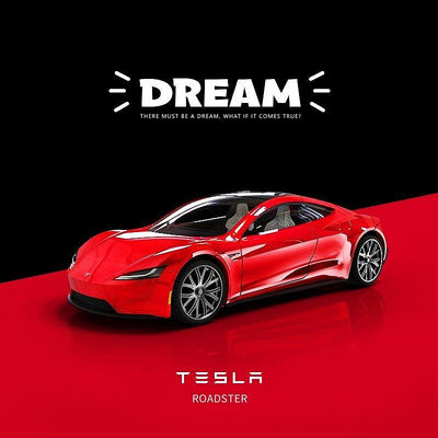 【鄰家Life】TM 1:64 Dream系列 1:64 Tesla Roadster概念車電動跑車合金仿真汽車模型成人收藏類車模收集擺-汽配現貨下殺5114