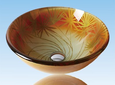 FUO衛浴:42公分 彩繪工藝 藝術強化玻璃碗公盆 (WY15087)預訂!