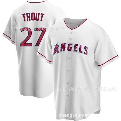 現貨球衣運動背心天使 27 白色 球迷 棒球服球衣 MLB Angeles Trout Jersey