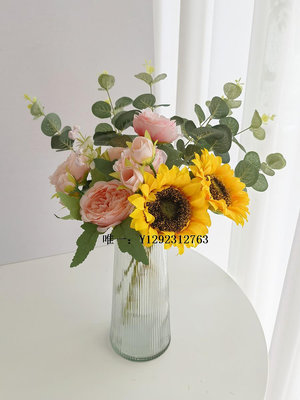 仿真花北歐向日葵牡丹仿真花假花室內客廳裝飾花擺件餐桌花擺設干花花束假花