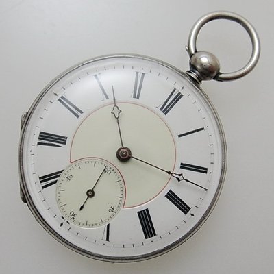 【timekeeper】  1900年瑞士製鑰匙上鍊純銀精雕三門懷錶-1(免運)