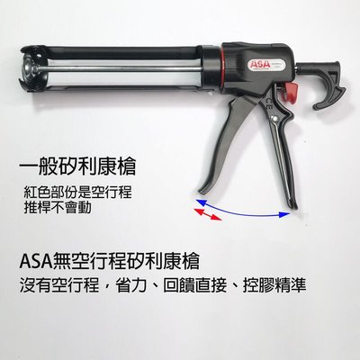 台灣製 ASA 專利無空行程省力不滴膠矽利康槍 CG-NTG128 極易控膠填縫膠槍 silicone打糊槍矽力康槍