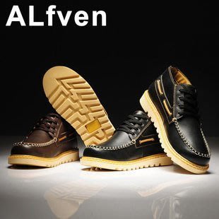 【熱賣精選】ALfven 潮流皮靴男靴子 馬丁靴男短靴 男時尚工裝靴 鉚釘軍靴男15