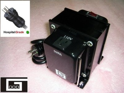 【GOOD-TRANSFORMER】台灣電壓 110V/110V~500VA 平衡式輸出 隔離變壓器．醫療級插頭