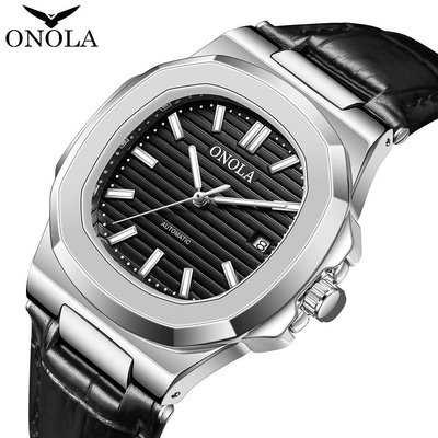 ONOLA 3853 高品質 機械手錶 男 商務 真皮 防水錶