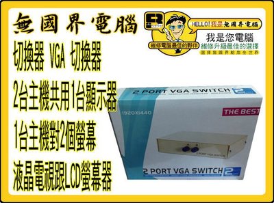 @淡水無國界@ 2PORT VGA 切換器 2台主機共用1台顯示器 1台主機對2個螢幕 液晶電視跟LCD螢幕