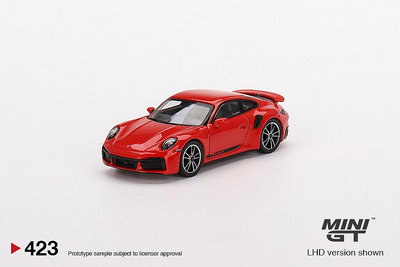 車模 仿真模型車MINIGT 1:64 保時捷 911 Turbo S 合金 汽車模型  紅 色 423