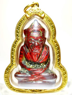 W菩多佛教文物A1-泰國傳說1300年歷史.天神所製紅色魯士寶石佛(金殼)