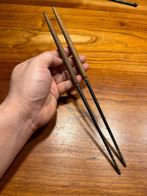 x日本回流火筷子炭筷 火柱 木把手 爆老有包漿 精工銅筷子 材