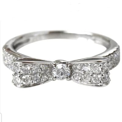 日本訂製18k金蝴蝶結鑽石戒指 tiffany 風格