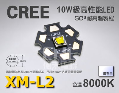 EHE】CREE原裝XM-L2 8000K U3 10W級LED(鑽石白光/超白光) XML2。超越XML U2
