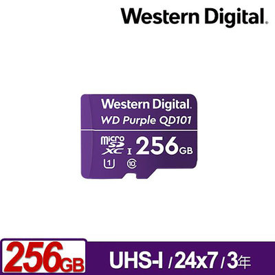 WD 紫標 MicroSDXC 256GB 高耐寫 監控記憶卡 監視器記憶卡 Class U1