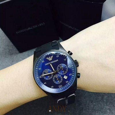 二手全新ARMANI阿瑪尼手錶 阿曼尼手錶三圈石英錶 時裝玫瑰金情侶錶三眼計時腕錶AR5921