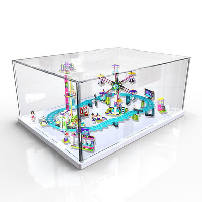 亞克力防塵盒適用樂高41130游樂園大型過山車展示模型玩具透明