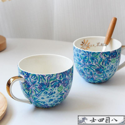 可開發票【創意杯具】 歐式創意抽象藝術花朵馬克杯家用輕奢早餐杯牛奶杯咖啡杯