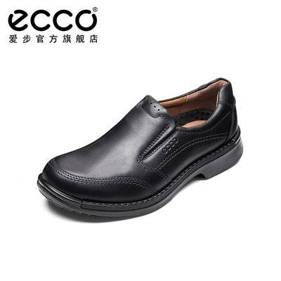 ECCO愛步休閑鞋男圓頭皮鞋 一腳蹬懶人鞋樂福鞋男鞋子 融合500114