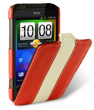 【Melkco】出清現貨 下翻紅白直條HTC宏達電 incredible S 4吋真皮皮套保護殼保護套手機殼手機套