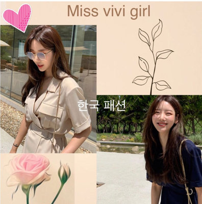 Miss vivi girl ~正韓流行奶茶色洋裝深藍洋裝/奶茶，深藍/S-XL/ 發訊訂購