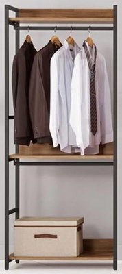 【風禾家具】QM-223-2@HNW工業風集層紋金屬開放式2.6尺雙吊衣櫃【台中市區免運送到家】衣櫥 展示衣架 傢俱