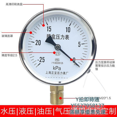 壓力表YE100-100KPA壓力表.膜合壓力表..天然氣壓力表.千帕微壓表