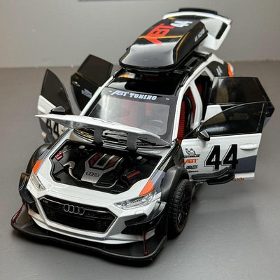 跑車擺件 正品【現貨新品】Audi 模型車 1：24 升級改裝版 合金車模型 奧迪RS6 奥迪模型車 休旅車 聲光 回力車 汽車模型