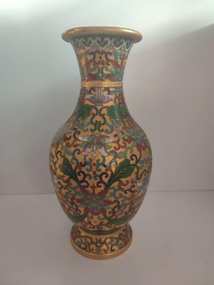 老北京景泰藍金地花瓶擺件景泰藍銅花瓶 景泰藍花瓶