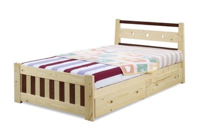 【DH】貨號B51-1名稱《日妮》3.5尺松木單人床架(圖一)含雙抽.四分板床底.備有5尺.實木板可選.主要地區免運費